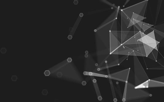 Abstract polygonal space low poly dark background with connecting dots and lines. Connection structure. 3d rendering