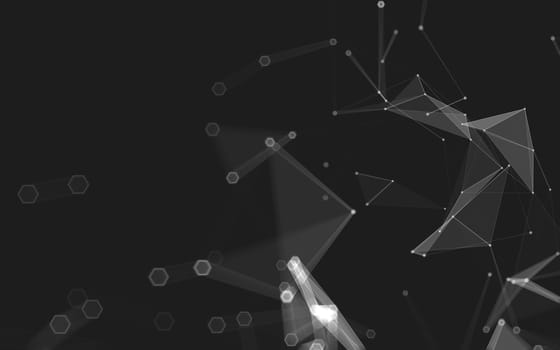 Abstract polygonal space low poly dark background with connecting dots and lines. Connection structure. 3d rendering