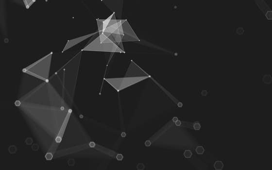 Abstract polygonal space low poly dark background with connecting dots and lines. Connection structure. 3d rendering