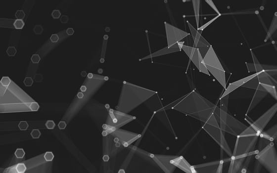 Abstract polygonal space low poly dark background with connecting dots and lines. Connection structure. 3d rendering