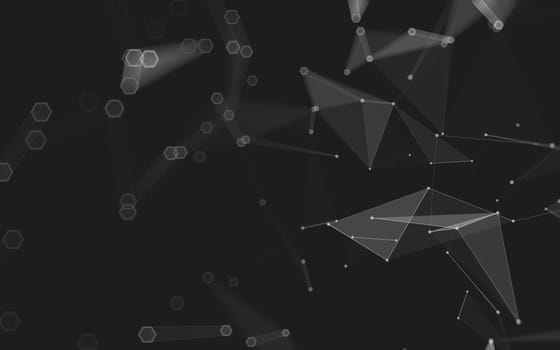 Abstract polygonal space low poly dark background with connecting dots and lines. Connection structure. 3d rendering