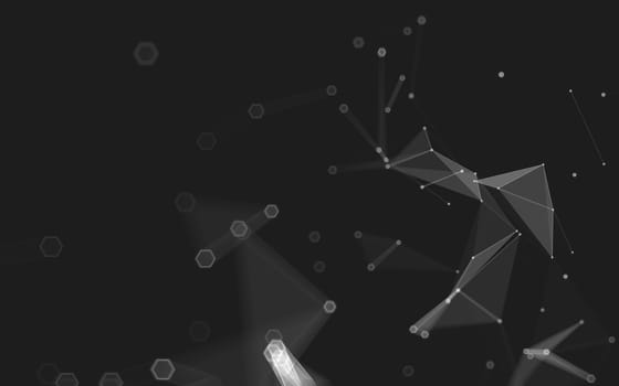 Abstract polygonal space low poly dark background with connecting dots and lines. Connection structure. 3d rendering