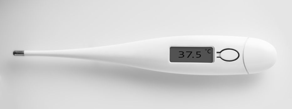 the electronic thermometer closeup on a white background