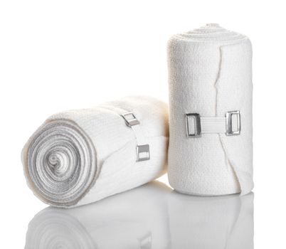 the elastic bandage closeup on a white background