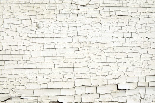 Cracked white paint texture on old wood. Could be used a background or as texture.