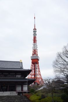 tokyo tower with zojoji temple