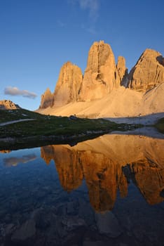 Tre Cime in Dolomite mountain in Italy