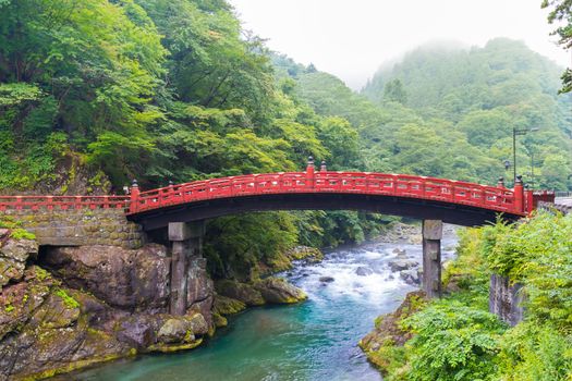 Shinkyo Bridge over the Daiwa River in Nikko Japan