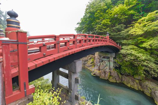 Shinkyo Bridge over the Daiwa River in Nikko Japan