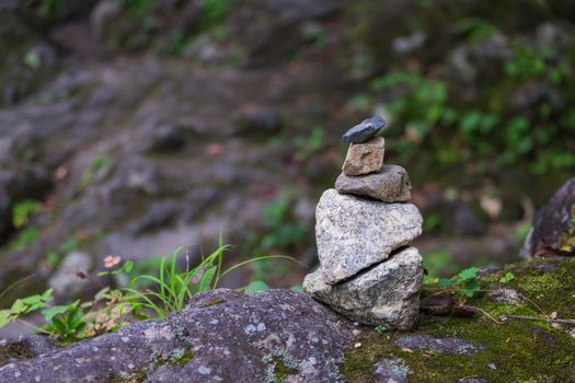 Stone at waterfall in nikko,Japan