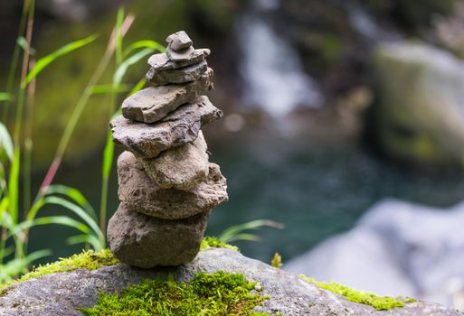 Stone at waterfall in nikko,Japan