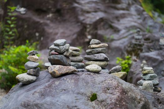 Stone at waterfall in nikko,Japan