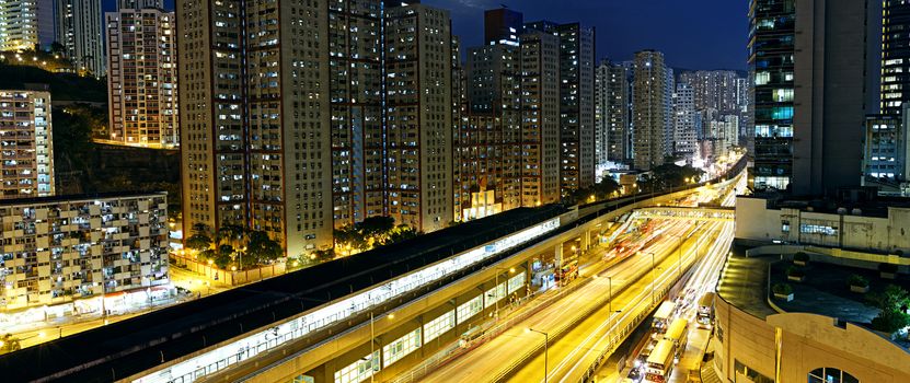 Hong Kong kwun tong downtown at night