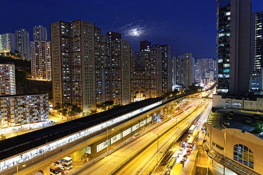 Hong Kong kwun tong downtown at night