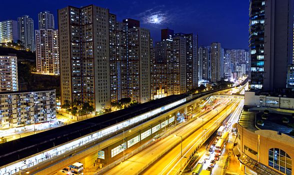 Hong Kong kwun tong downtown at night