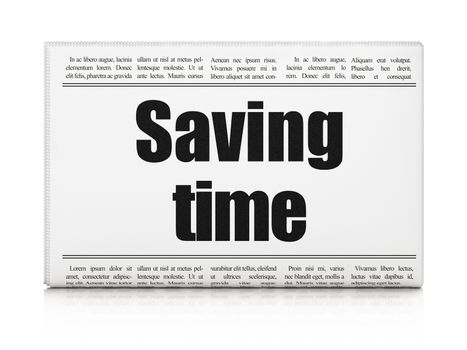 Timeline concept: newspaper headline Saving Time on White background, 3D rendering