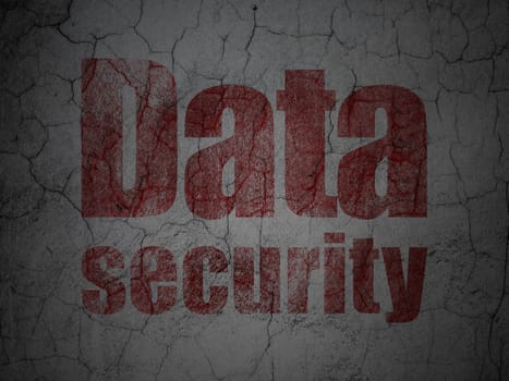 Safety concept: Red Data Security on grunge textured concrete wall background