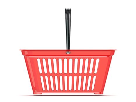 Red shopping basket. 3D rendered illustration. Front view