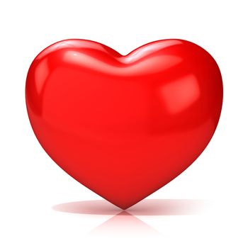 Big red heart. 3D render illustration isolated on white background. Front view