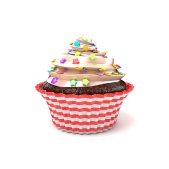 Cupcake. 3D render illustration isolated on white background