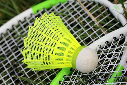 Nylon bright green shuttlecock for badminton game