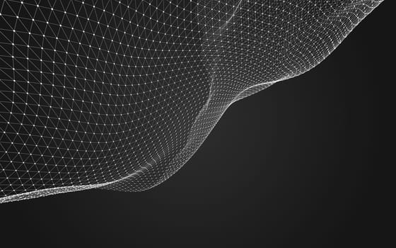 Abstract polygonal space low poly dark background with connecting dots and lines. Connection structure. 3d rendering