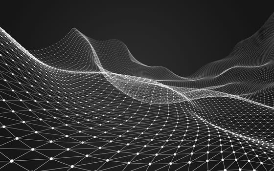 Abstract polygonal space low poly dark background with connecting dots and lines. Connection structure. 3d rendering