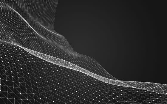 Abstract polygonal space low poly dark background with connecting dots and lines. Connection structure. 3d rendering