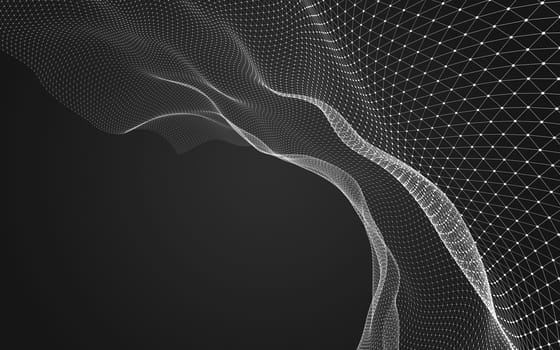 Abstract polygonal space low poly dark background with connecting dots and lines. Connection structure. 3d rendering