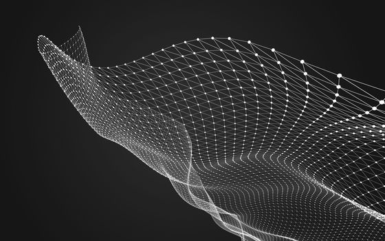 Abstract polygonal space low poly dark background with connecting dots and lines. Connection structure. 3d rendering