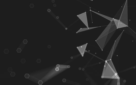 Abstract polygonal space low poly dark background with connecting dots and lines. Connection structure. 3d rendering