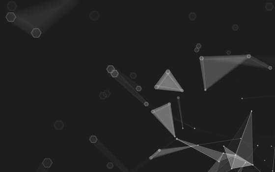 Abstract polygonal space low poly dark background with connecting dots and lines. Connection structure. 3d rendering