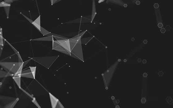 Abstract polygonal space low poly dark background with connecting dots and lines. Connection structure. 3d rendering