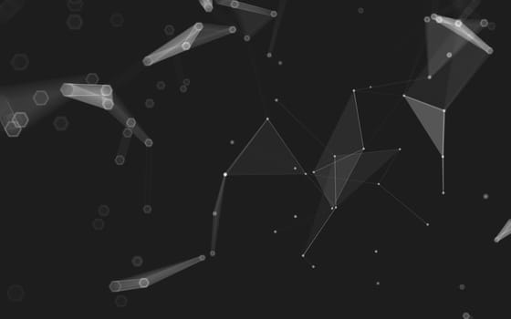 Abstract polygonal space low poly dark background with connecting dots and lines. Connection structure. 3d rendering