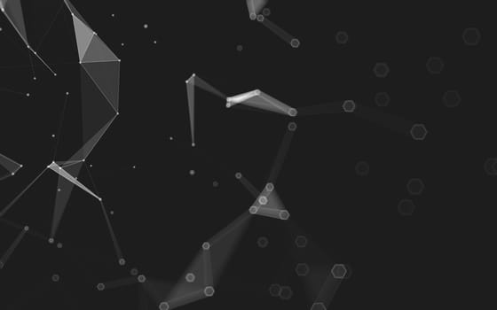 Abstract polygonal space low poly dark background with connecting dots and lines. Connection structure. 3d rendering