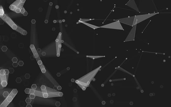 Abstract polygonal space low poly dark background with connecting dots and lines. Connection structure. 3d rendering