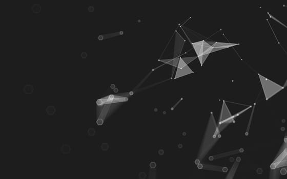 Abstract polygonal space low poly dark background with connecting dots and lines. Connection structure. 3d rendering