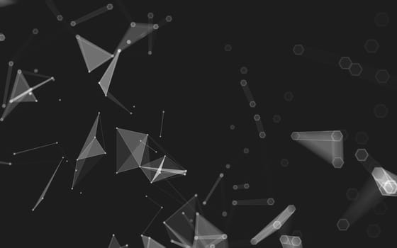 Abstract polygonal space low poly dark background with connecting dots and lines. Connection structure. 3d rendering