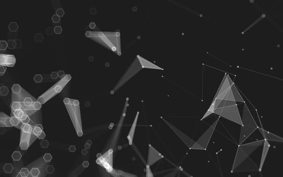 Abstract polygonal space low poly dark background with connecting dots and lines. Connection structure. 3d rendering