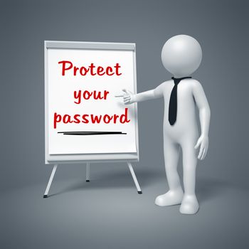 An image of a business man presenting Protect your password