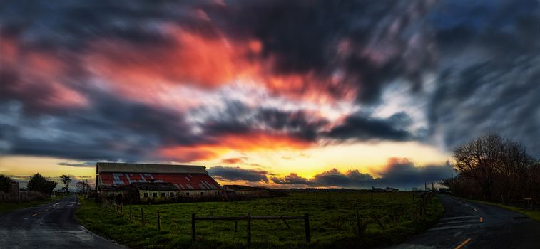 Sunset at the Farm, Northern California, USA, Color Image