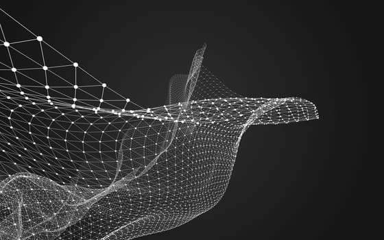 Abstract polygonal space low poly dark background with connecting dots and lines. Connection structure. 3d rendering