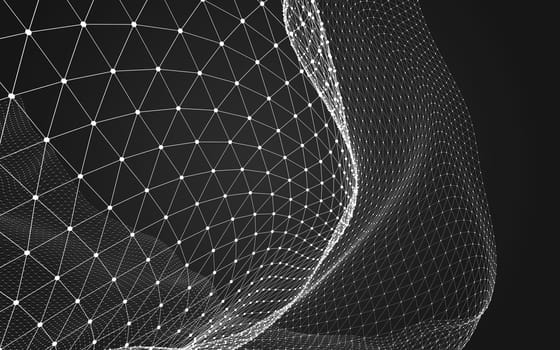 Abstract polygonal space low poly dark background with connecting dots and lines. Connection structure. 3d rendering