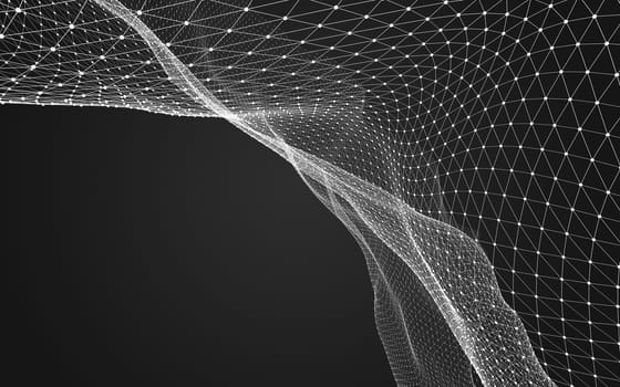 Abstract polygonal space low poly dark background with connecting dots and lines. Connection structure. 3d rendering