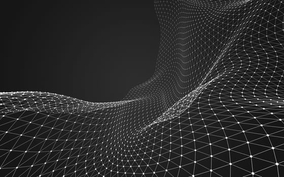 Abstract polygonal space low poly dark background with connecting dots and lines. Connection structure. 3d rendering