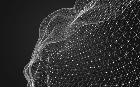 Abstract polygonal space low poly dark background with connecting dots and lines. Connection structure. 3d rendering