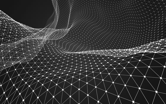 Abstract polygonal space low poly dark background with connecting dots and lines. Connection structure. 3d rendering