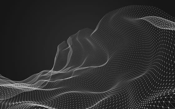 Abstract polygonal space low poly dark background with connecting dots and lines. Connection structure. 3d rendering