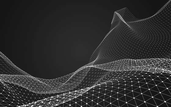 Abstract polygonal space low poly dark background with connecting dots and lines. Connection structure. 3d rendering