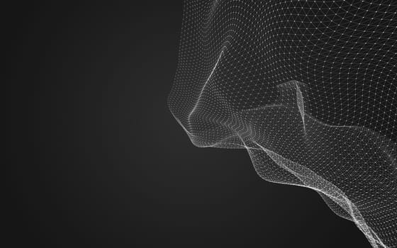 Abstract polygonal space low poly dark background with connecting dots and lines. Connection structure. 3d rendering